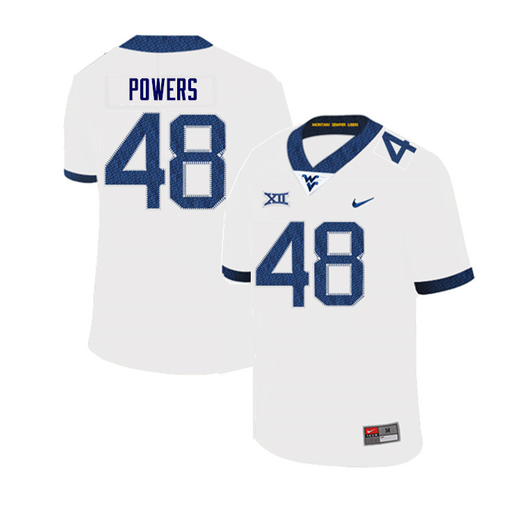 NCAA Men's Mike Powers West Virginia Mountaineers White #48 Nike Stitched Football College Authentic Jersey US23X83IW